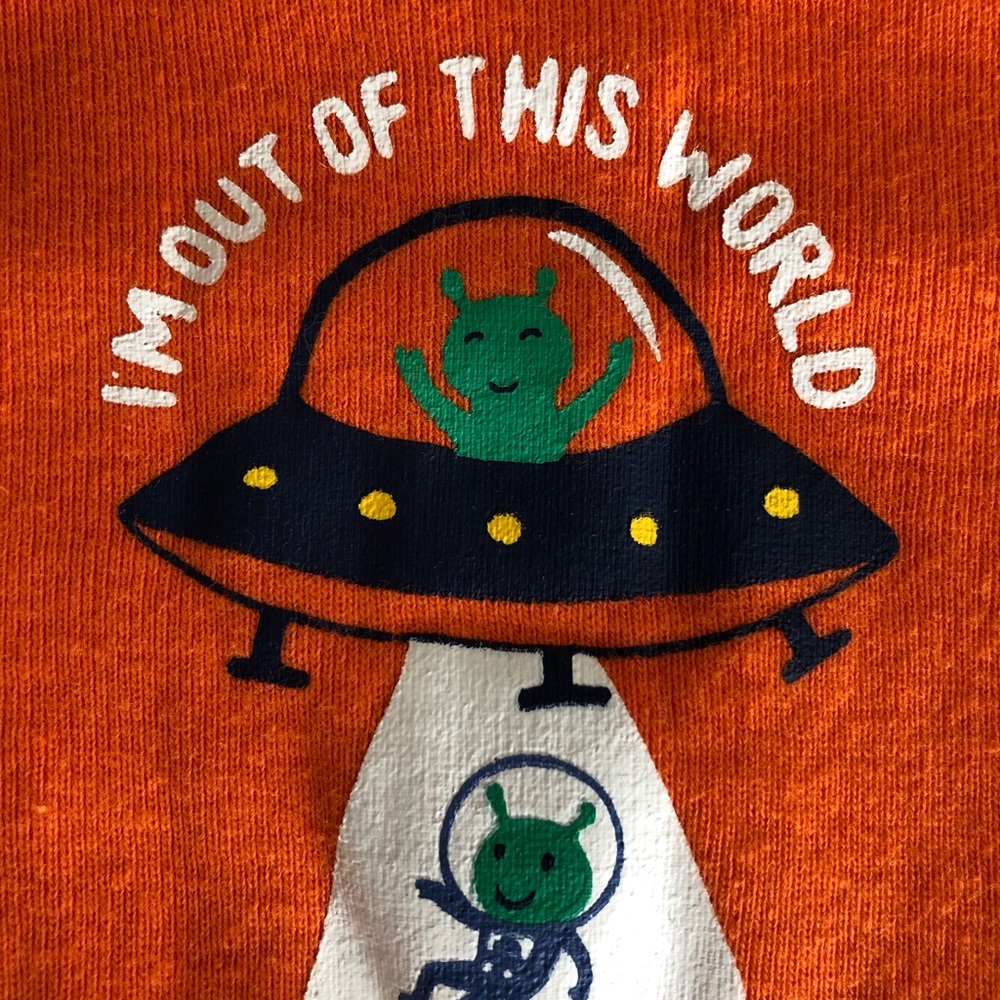 Baby/toddler orange onesie alien ufo